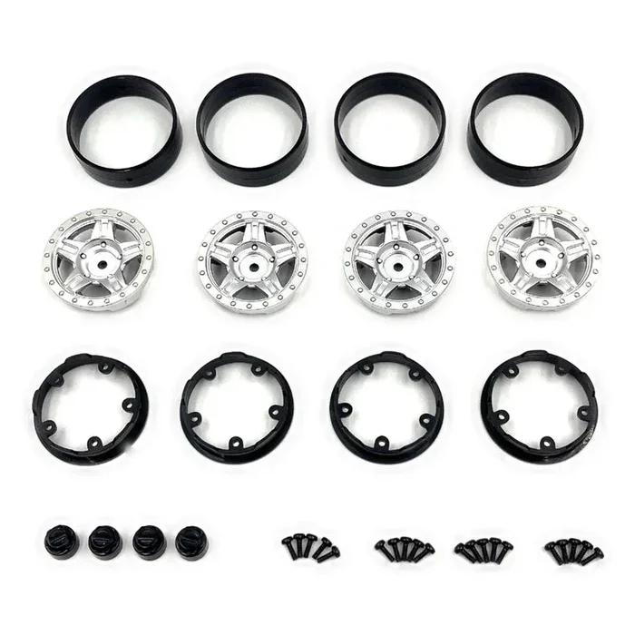 HobbyPlus Deep Star 1.2″ Beadlock Wheel – Satin Silver (4pcs)