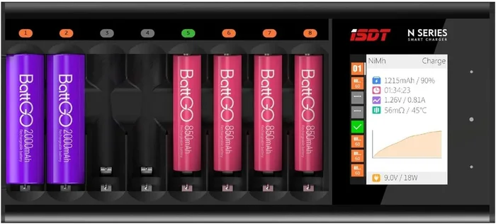 ISDT LCD Display Universal Battery Charger N8 8-Slot Speedy Smart Fast